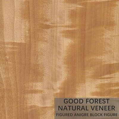 Natural Anigre Wood Veneer Sheets Specially Figured Grain Red Color