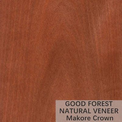 Color Makore Natural Wood Veneer Crown Cut Grain Customized Service