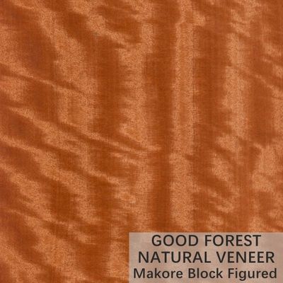 Color Makore Natural Wood Veneer Crown Cut Grain Customized Service