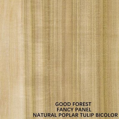 Interior Door Faced Natural Bicolor Tulip Wood Veneer Straight Grain 2440 / 2745mm