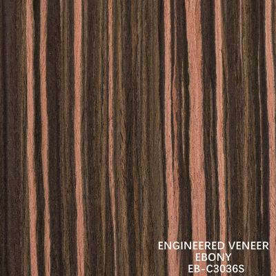 Artificial Ebony Wood Veneer Vertical Grain Red Color 2200-3100mm Length For Hotel Decoration EB-C1519S / 3036S / 3050S
