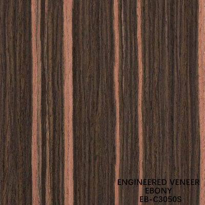 Artificial Ebony Wood Veneer Vertical Grain Red Color 2200-3100mm Length For Hotel Decoration EB-C1519S / 3036S / 3050S