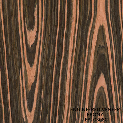 Reconstituted Engineered Wood Veneer Crown Cut Ebony 0.15-0.60mm Thickness For Car Interior