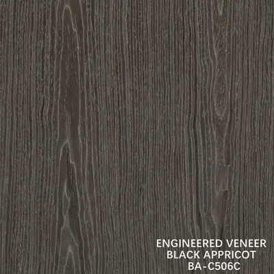 Top A Engineered Wood Veneer Washed Black Appricot Crown Grain Dark Color For Hotel Cabinet Decoration