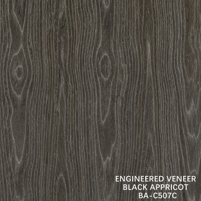 Top A Engineered Wood Veneer Washed Black Appricot Crown Grain Dark Color For Hotel Cabinet Decoration