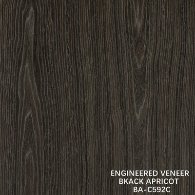 Top A Engineered Wood Veneer Washed Black Appricot Crown Grain Dark Color For Hotel Cabinet Decoration