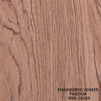 Engineered Wood Veneer Padouk Straight Grain Slice Cut Technics Thickness 0.5mm For Cabinet Face