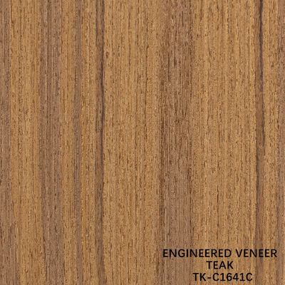 Engineered Teak Wood Veneer Sheet Faced Fancy Panel Crown Grain 0.55mm Thickness For Cabinet TK-829C/1641C