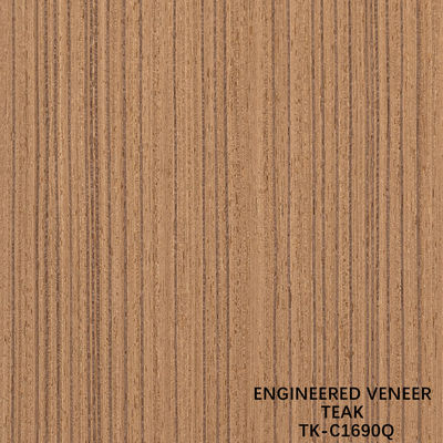 Quarter Cut Of Engineered Teak Veneer 2500*640mm Normal Size Straight Grain For Hotel Decoration