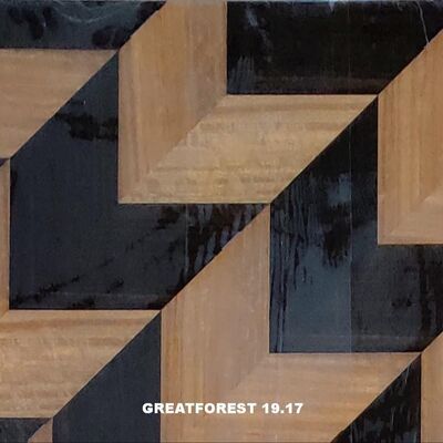 Artistic Parquet wood Veneer Symmetrical Collage Geometrical Pattern Rich In Color Wooden Painting 0.55mm