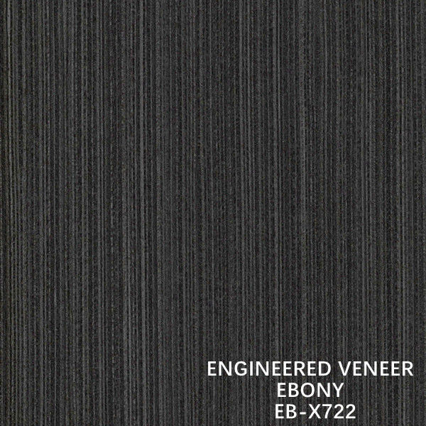Door And Windows Slice Cut Recon Ebony Wood Veneer X722 Fineline Grain Black Color ISO