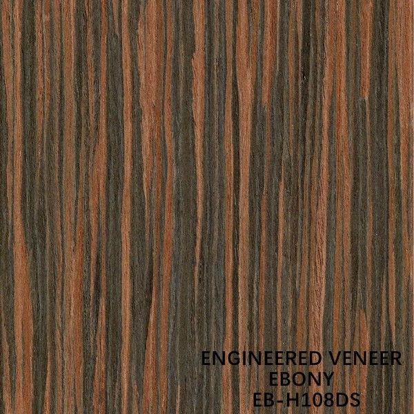 Cabinet Face Fancy Recomposed Ebony Wood Veneer Brown Color H108DS Straight Grain