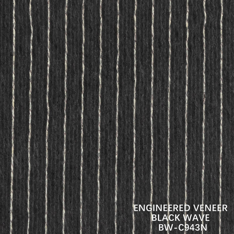 2500-3100mm Wood Veneer Black Ripple 943N Black And White For Wall Covering