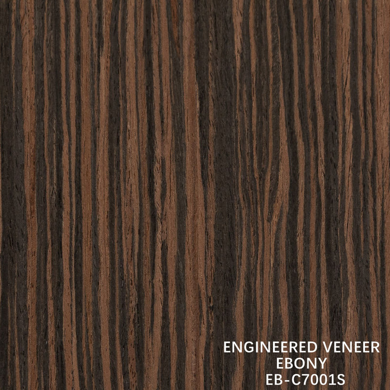Fancy Recomposed Ebony Wood Veneer Quarter Straight Grain Fleeced Back For Hotel And Cabinet Decoration