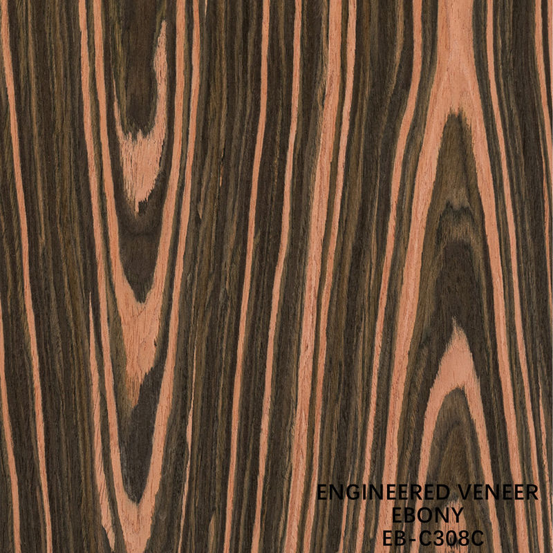 Reconstituted Engineered Wood Veneer Crown Cut Ebony 0.15-0.60mm Thickness For Car Interior