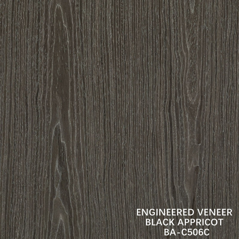 Top A Engineered Wood Veneer Washed Black Appricot Crown Grain Dark Color For Hotel Cabinet Decoration