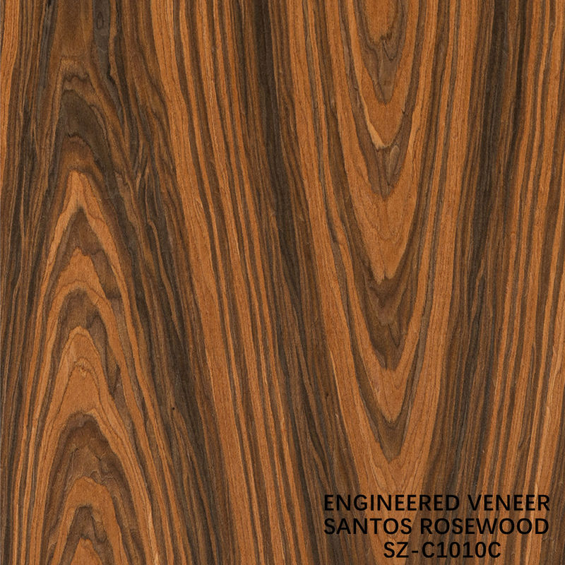 Laminated Santos Rosewood Wood Veneer Crown Grain Thickness Can Be Customized 0.15-1.8mm For For Cabinet Face