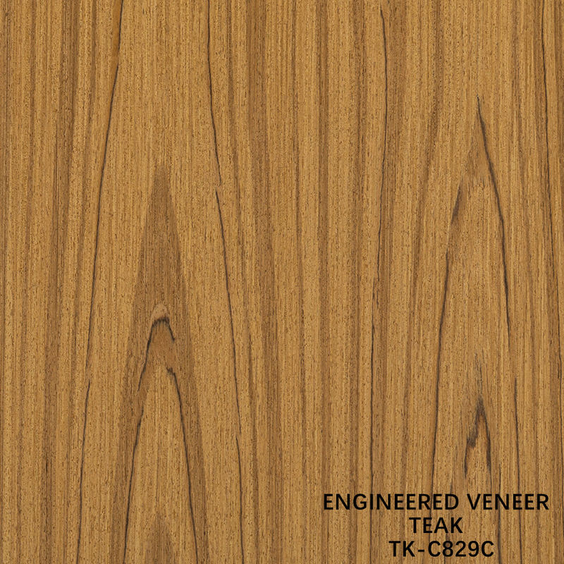 Engineered Teak Wood Veneer Sheet Faced Fancy Panel Crown Grain 0.55mm Thickness For Cabinet TK-829C/1641C