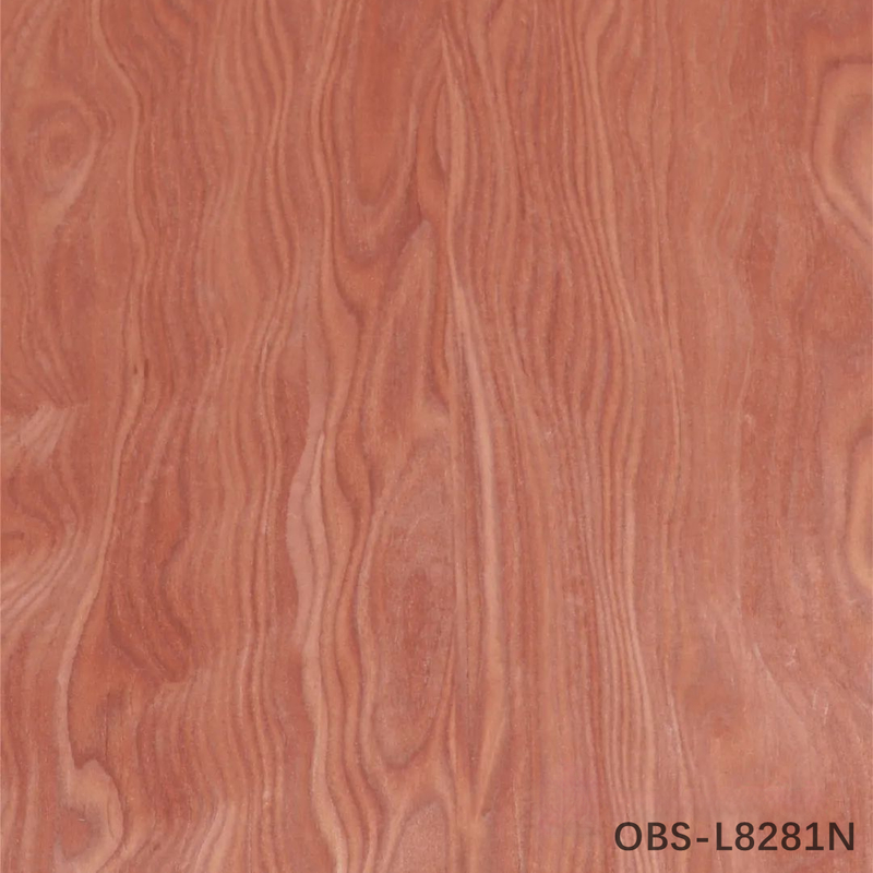 New Design Of Reconstituted Wood Veneer Phoenix'S Tail Figure Obs-L8281n/858n Red Color For Hotel Decoration 0.45mm