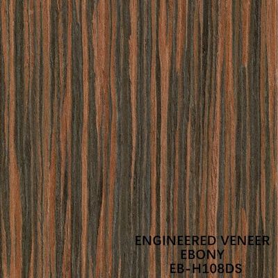 Cabinet Face Fancy Recomposed Ebony Wood Veneer Brown Color H108DS Straight Grain