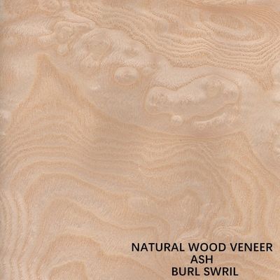 FSC Natural White Ash Burl Veneer Spiral Pattern Grain A Grade For Hotel Decoration thickness 0.5-0.55mm