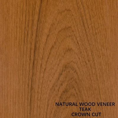 Decoration Natural Teak Wood Veneer Flat Cut Crown Grain 2050-3200mm Length