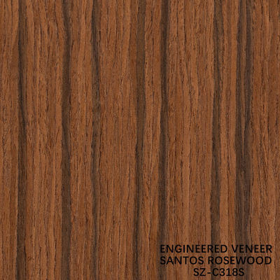 Engineered Santos Rosewood Wood Veneer Standard Size 2500*640mm Grade A For For Interior Furniture Face China Makes