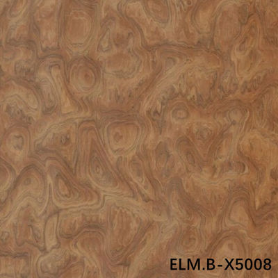 Recon Wood Veneer Of Elm Burl ELM.B-X5008 Ring Grain Brown Color 0.13-0.35mm Thickness For Hotel Decoration